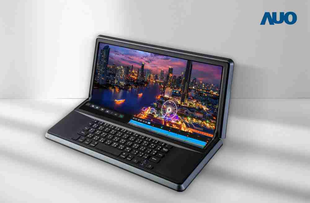 PG国际14.6吋Micro LED折迭显示屏幕，，，，搭配半径4mm的弯折绞炼，，以及高画素、、高亮度、、、高对比度的显示技术特点，，，即便在大视角下仍保有绝佳色相与亮度