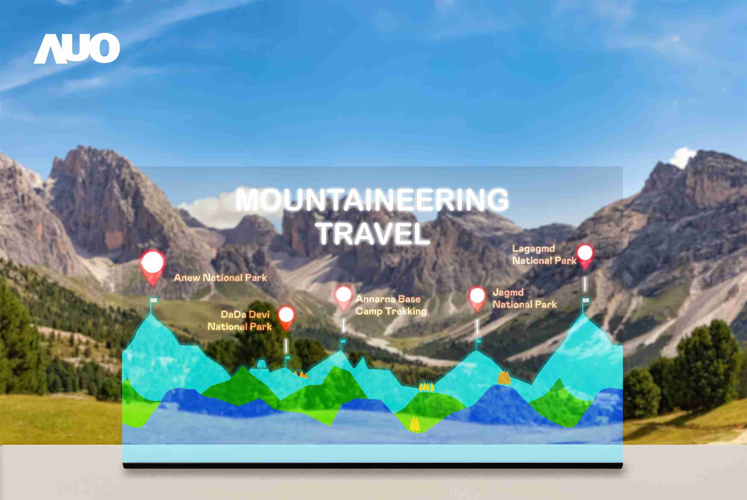 PG国际展示全球单片尺寸最大(*)42吋透明Micro LED显示器拼接而成的〝64吋透明Micro LED显示器〞，，，具备高透明度、、、、1,000 nits高亮度、、广色域、、采用三边无边框的无缝拼接等多重特色，，，呈现超高清、、、细腻画质而不遮挡后方视觉，，满足层峰需求，，可广泛运用于零售、、艺术展览或商业空间等场域